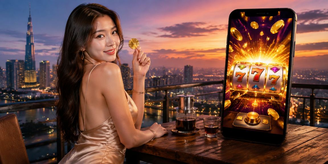 Người chơi tại TP. Hồ Chí Minh thử nghiệm slot game trong quán cà phê buổi sáng